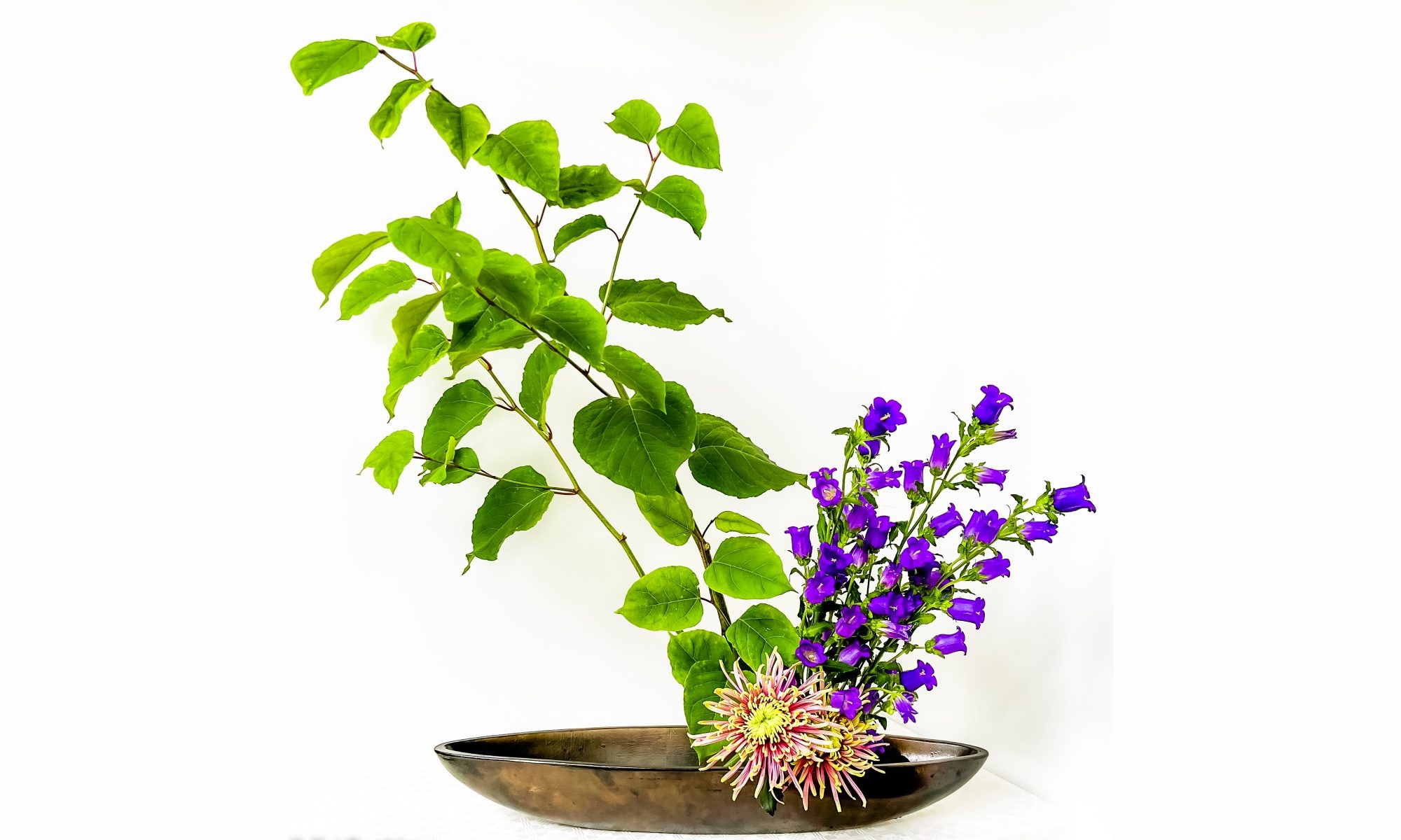 a sogetsu ikebana flower arrangement by shihan master Keika